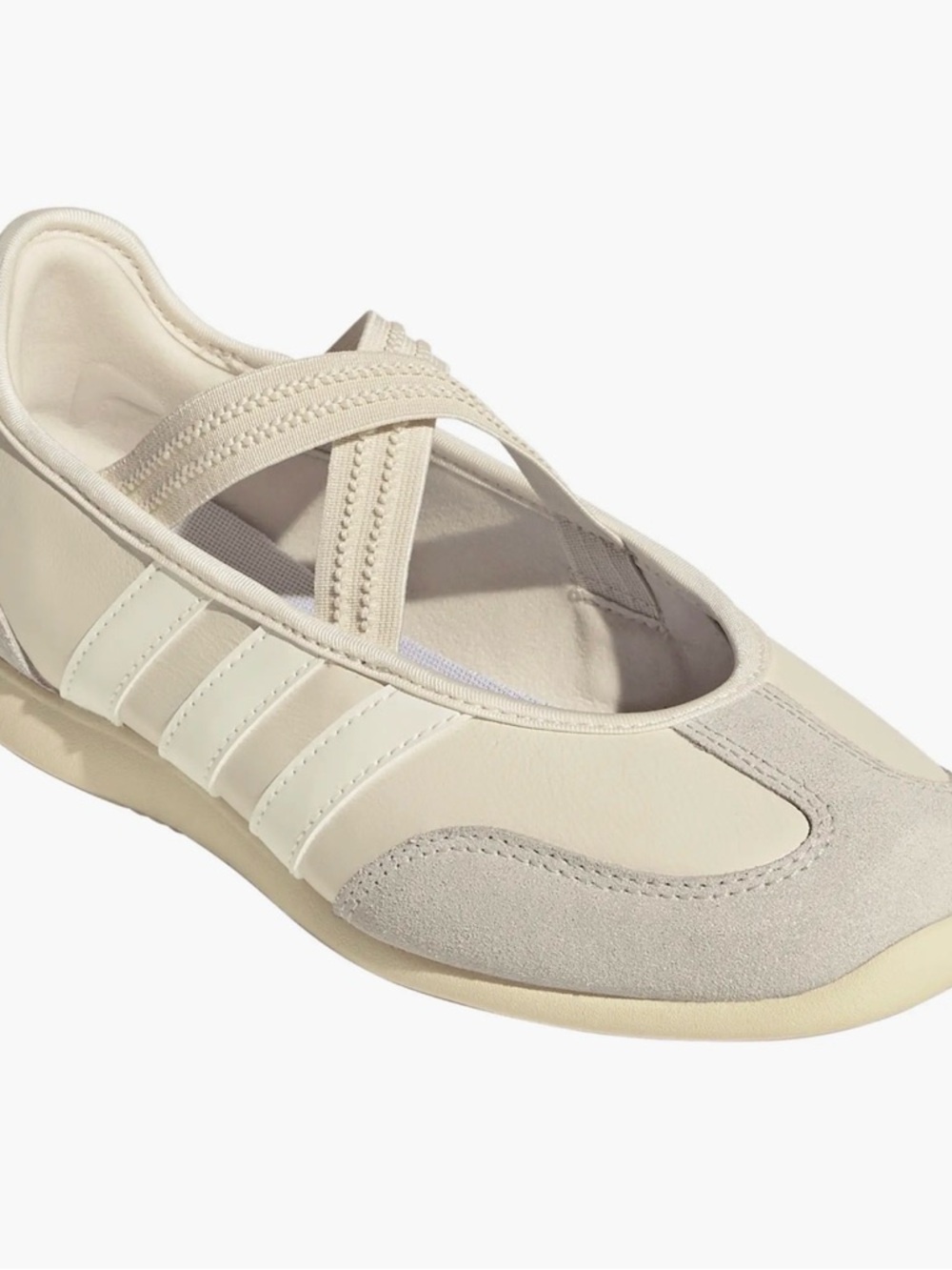 adidas Women’s Cream Ballet-Style Flat with Cross Straps